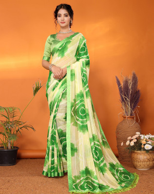 YASHIKA Embellished Bollywood Georgette Saree(Green)