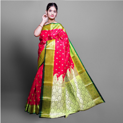 Spewim Woven Banarasi Art Silk Saree(Pink)