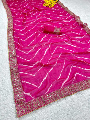 Ringtonfashion Printed Bollywood Georgette Saree(Pink)