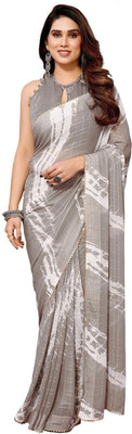 ROOP SUNDARI SAREES Printed, Woven, Checkered Daily Wear Georgette Saree(Grey)