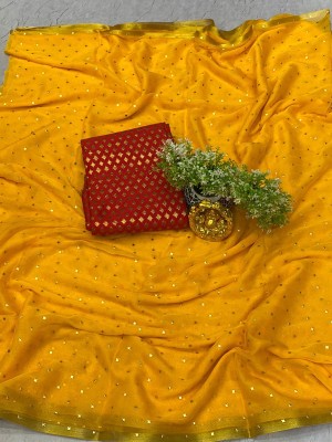 ABRUZZO Embellished Daily Wear Chiffon Saree(Yellow)