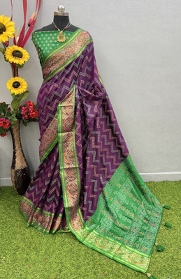 Jay fashion Printed Banarasi Silk Blend Saree(Multicolor)