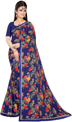 mahalaxmi fab Printed Bandhani Silk Blend Saree(Blue)