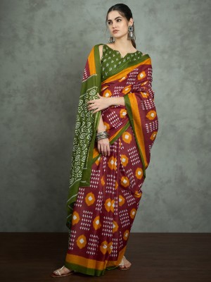 Divastri Printed Daily Wear Cotton Blend Saree(Maroon)