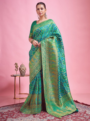ANOUK Woven Banarasi Viscose Rayon Saree(Light Blue)