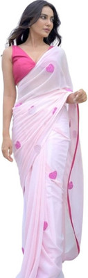 JATADHAR FAB Floral Print Ready to Wear Georgette Saree(Pink)