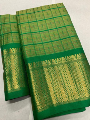 Bhavaanifashion Woven Kasavu Jacquard, Pure Silk Saree(Green)