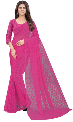 HouseOfCommon Self Design Bollywood Net Saree(Pink)