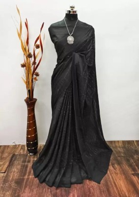 vrunvina Dyed Bollywood Georgette Saree(Black)