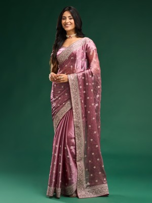 KASEE Embroidered Bollywood Silk Blend Saree(Pink)