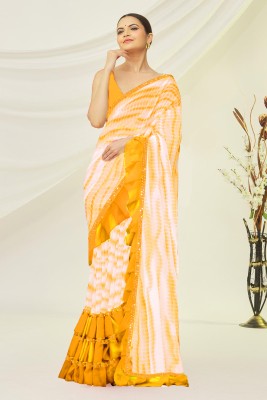 Georgette Saree Printed Bollywood Georgette, Chiffon Saree(Yellow)