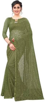 Bride brand Self Design Bollywood Net Saree(Multicolor)