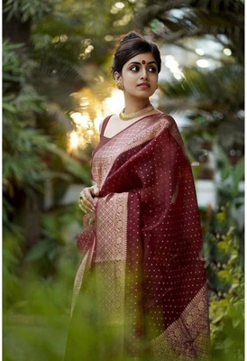 SATVASHIV Self Design Kanjivaram Jacquard Saree(Maroon)