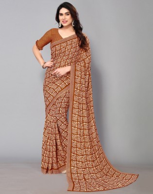 Divastri Printed Daily Wear Georgette Saree(Orange, White)