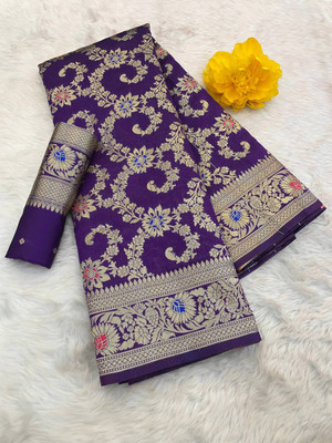 HB VENTURE Striped Banarasi Silk Blend Saree(Multicolor)