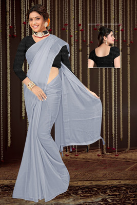 EVERYDAY CREATION Self Design Daily Wear Georgette Saree(Grey)