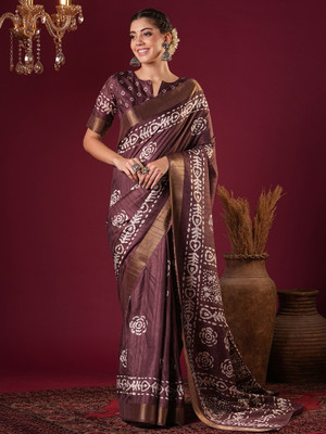 ANOUK Printed Chinnalapattu Silk Blend Saree(Maroon)