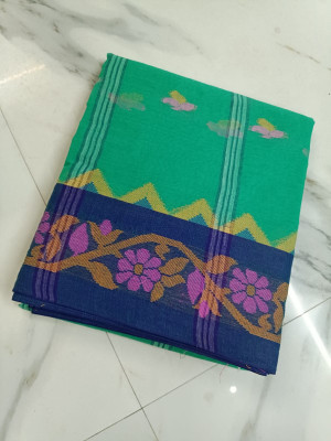 Kanokanjoli Woven Jamdani Handloom Cotton Blend Saree(Multicolor)