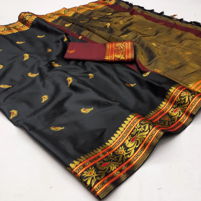 MAHADEV ENTERPRISE Self Design Banarasi Cotton Blend, Silk Blend Saree(Multicolor)