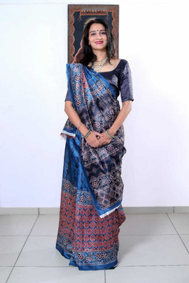 VIRDHI TEXTILE Digital Print Bollywood Cotton Silk Saree(Multicolor)