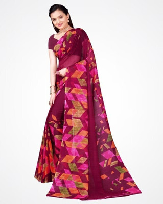 Suali Printed Daily Wear Georgette Saree(Maroon)