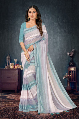 Ghan Sals Solid/Plain Bollywood Chiffon Saree(Light Blue)