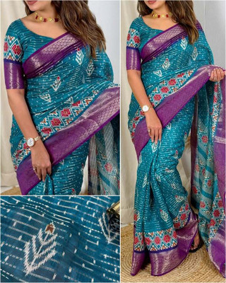 Dhanlaxmi CreationLLP Self Design, Woven Assam Silk Cotton Silk Saree(Light Blue)