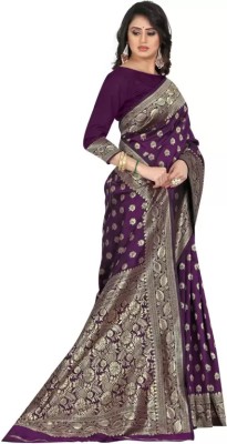 sarisa Woven, Self Design, Embellished Banarasi Art Silk, Jacquard Saree(Purple)