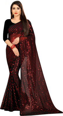 Julee Embellished Bollywood Georgette Saree(Red, Black)