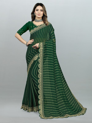 MAN PRIYA TRENDZ Self Design Bollywood Georgette Saree(Green)
