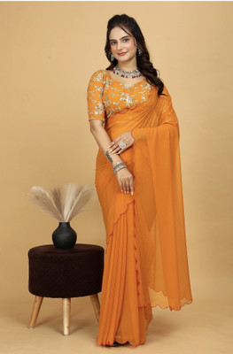MM BROTHERS Floral Print Bollywood Georgette Saree(Multicolor)
