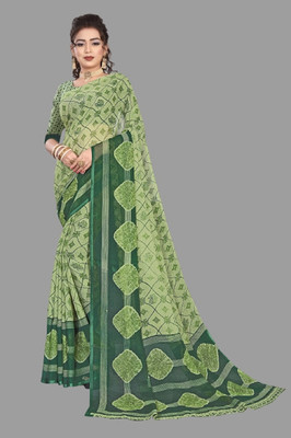 Vimalnath Synthetics Printed Mysore Georgette Saree(Green)