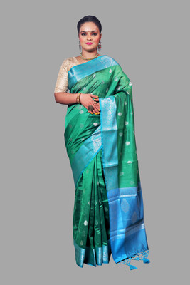 GNSARI Woven Banarasi Handloom Silk Blend Saree(Multicolor)