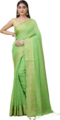 DipDiya Self Design Handloom Cotton Silk Saree(Light Green)