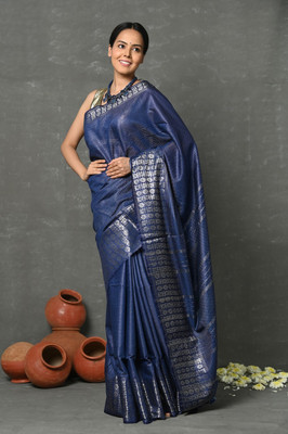 Very Much Indian Self Design Handloom Viscose Rayon Saree(Blue)