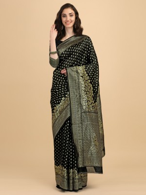 RASVRITI Woven Kanjivaram Pure Silk, Art Silk Saree(Black)