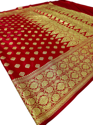 Saree House Woven Banarasi Silk Blend Saree(Red)
