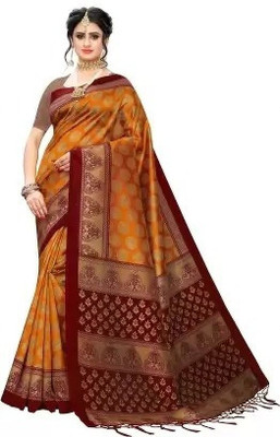 Moda Rapido Printed Bollywood Art Silk Saree(Yellow)