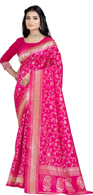 Shoppershopee Woven Kanjivaram Silk Blend Saree(Multicolor)