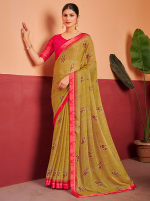 ANOUK Printed Bollywood Chiffon Saree(Light Green)