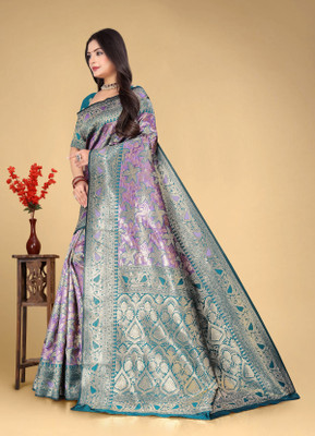 SIDDHESHWAR Self Design Assam Silk Lycra Blend Saree(Green)
