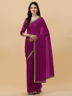 DIVYASHAKTI FASHION Embellished Leheria Silk Blend Saree(Purple)