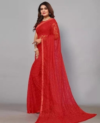 NEXA Embroidered Bollywood Net Saree(Red)