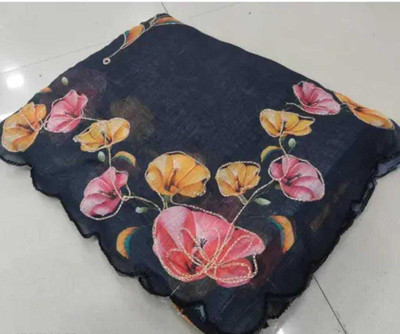 AARADHYA Digital Print Bollywood Cotton Linen Saree(Black)
