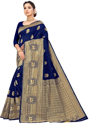 laxmi creation Woven Bollywood Jacquard Saree(Dark Blue)