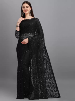 Suntex Self Design Bollywood Net Saree(Black)