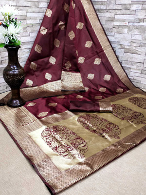 signagraph Woven Kanjivaram Satin, Tussar Silk Saree(Maroon)
