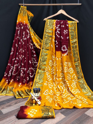DHARMRAJ ENTERPRISE Woven Bandhani Art Silk Saree(Maroon)