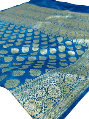 Royalsilk Woven Banarasi Handloom Silk Blend Saree(Light Blue)