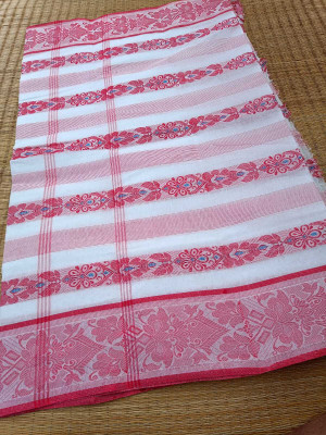 Happy Creation Woven Jamdani Handloom Cotton Blend Saree(Multicolor)
